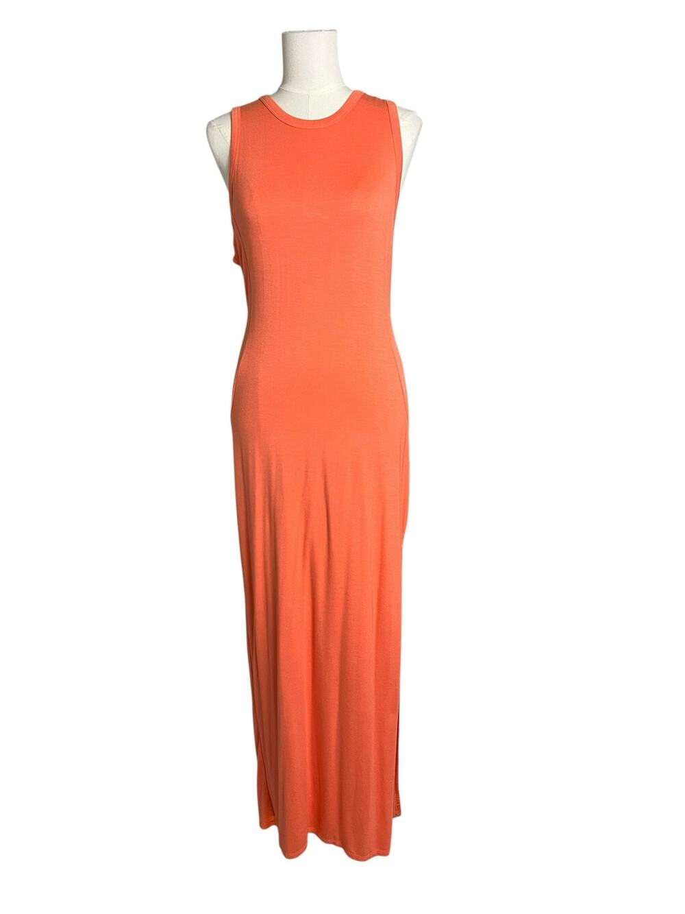 Lulus Orange Maxi Dress Casual Stretchy NWT DD5529 Large Tank Summer long